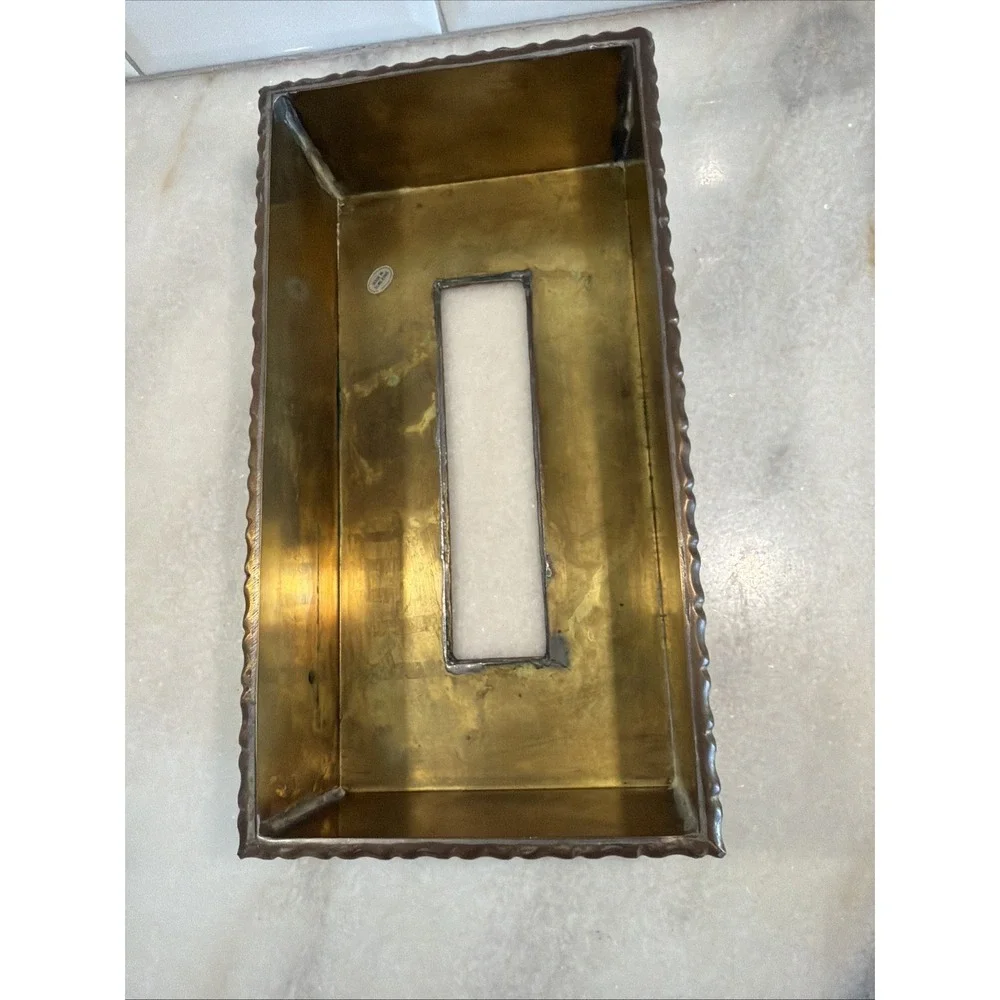 Vintage‎ Hollywood REGENCY Bronzed Brass Tissue Box Cover Bamboo Trim Look ES004